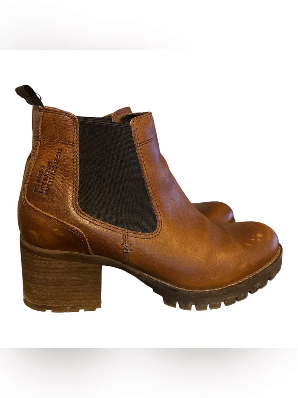 Bullboxer Women’s Brown Leather Cory Chelsea Bootie with Block Heel 10